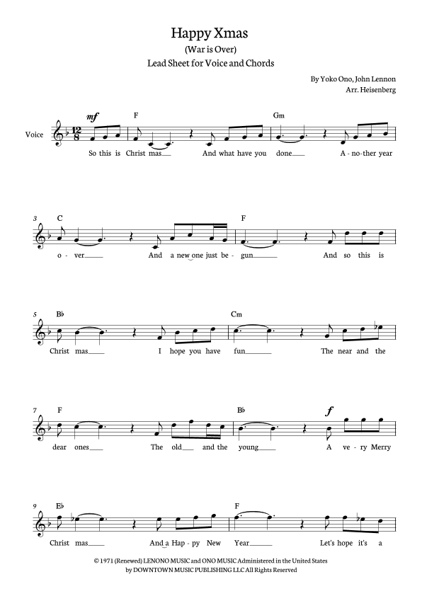 Happy Xmas (war Is Over) (arr. Heisenberg)