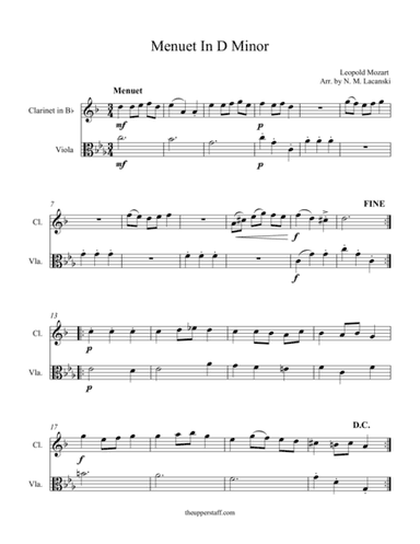 Menuet in D Minor (arr. Nick Lacanski)