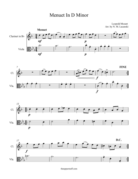 Menuet in D Minor (arr. Nick Lacanski)