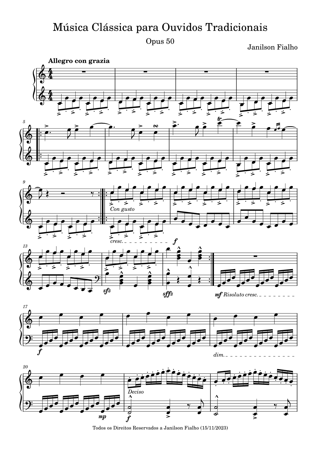Música Clássica para Ouvidos Tradicionais, Opus 50