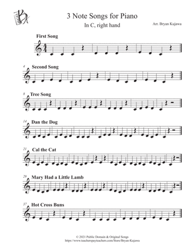3 Notes Songs for Piano (CDE right hand only)