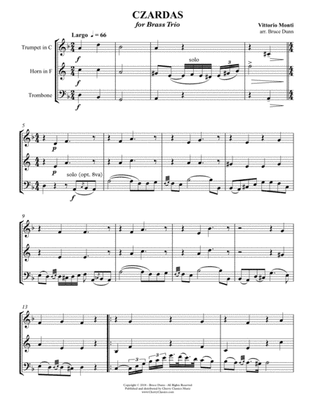 Czardas (Csardas) for Brass Trio (arr. Dunn, Bruce)
