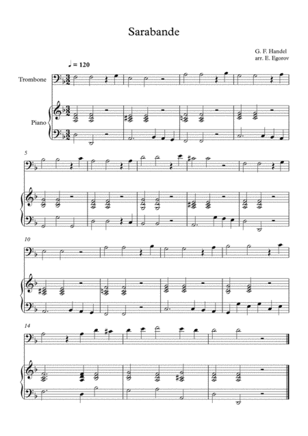 Sarabande, George Frideric Handel, For Trombone & Piano (arr. Eugene Egorov)