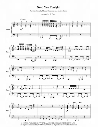 Need You Tonight (arr. G. Tiago)