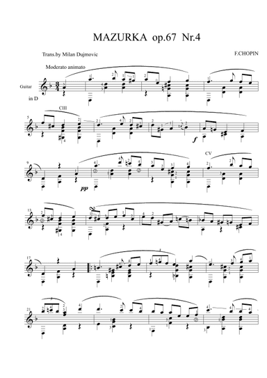 Mazurka Op.67 No.4 (arr. Milan Dujmović)
