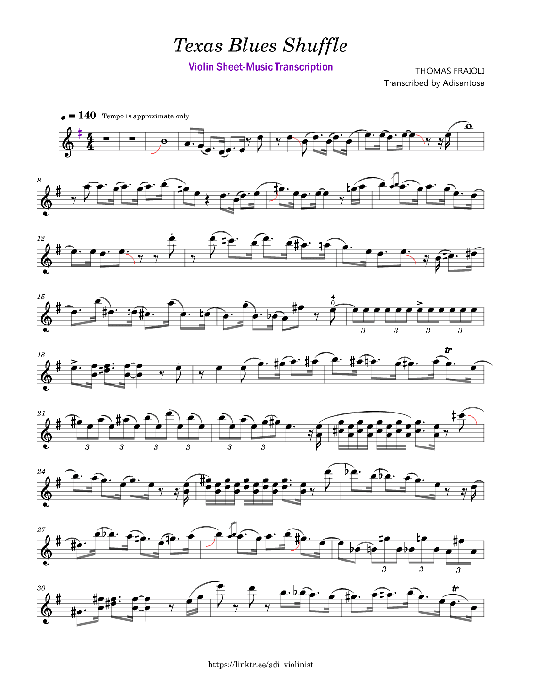 Texas Blues Shuffle (jazz violin) (arr. Adisantosa)