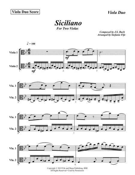 Bach Siciliano for Two Violas (arr. Stefanie Fife)