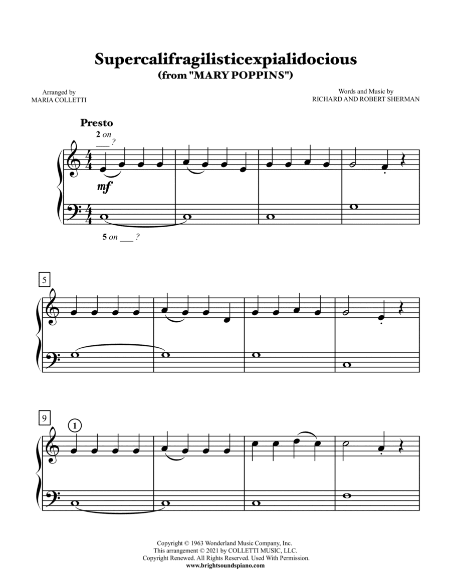 Supercalifragilisticexpialidocious (arr. Maria Colletti)