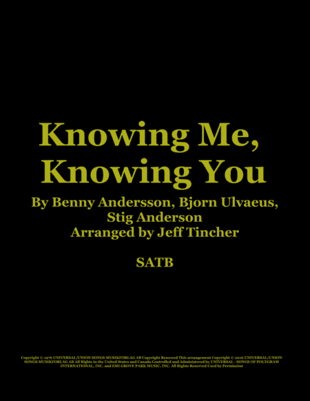 Knowing Me, Knowing You (arr. Jeff Tincher)