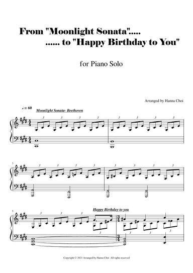 From "Moonlight Sonata"... to "Happy Birthday to You" [for Piano Solo] (arr. Hanna Choi)
