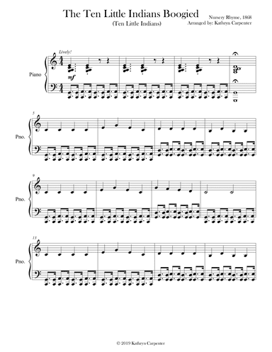The Ten Little Indians Boogied (Ten Little Indians), Piano Advanced (arr. Kathryn Carpenter)