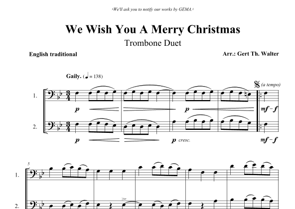 We Wish You A Merry Christmas (arr. Gert Th. Walter)