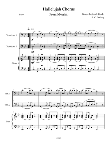 Hallelujah Chorus from Messiah (Trombone Duet with Piano Accompaniment) (arr. B. C. Dockery)