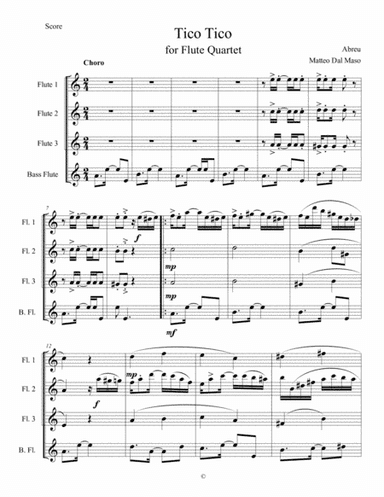 TICO TICO - Flute Quartet (arr. Matteo Dal Maso)