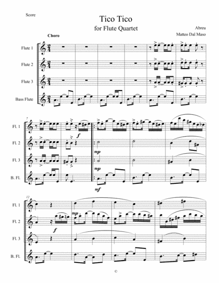 TICO TICO - Flute Quartet (arr. Matteo Dal Maso)