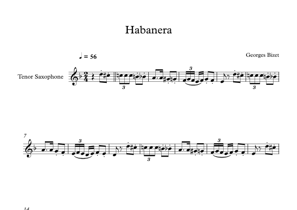 Habanera - Georges Bizet (Tenor Sax) (arr. Digital Book Music)