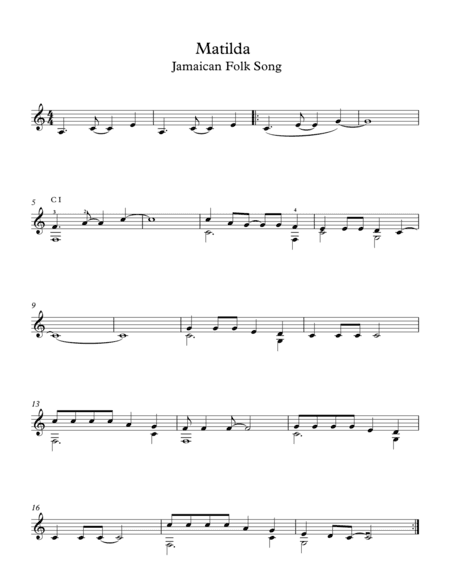 Matilda Jamaican Folk Song (arr. Milan Mitic)