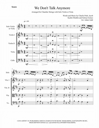 We Don't Talk Anymore (arr. Adam Judd)