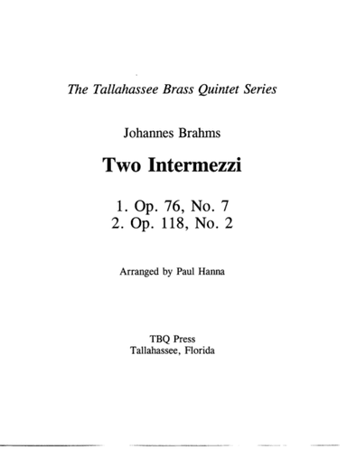 Two Intermezzi (arr. Paul Hanna)