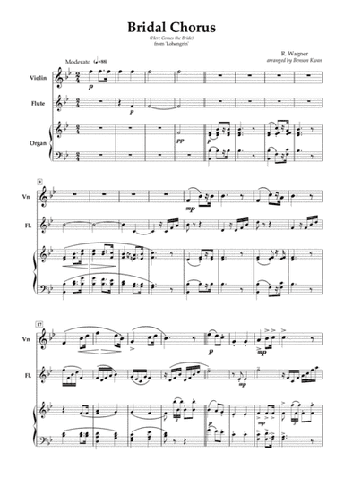 "Bridal Chorus" from Lohengrin - Violin & Flute duet (Organ accompaniment) (arr. Benson Kwan)