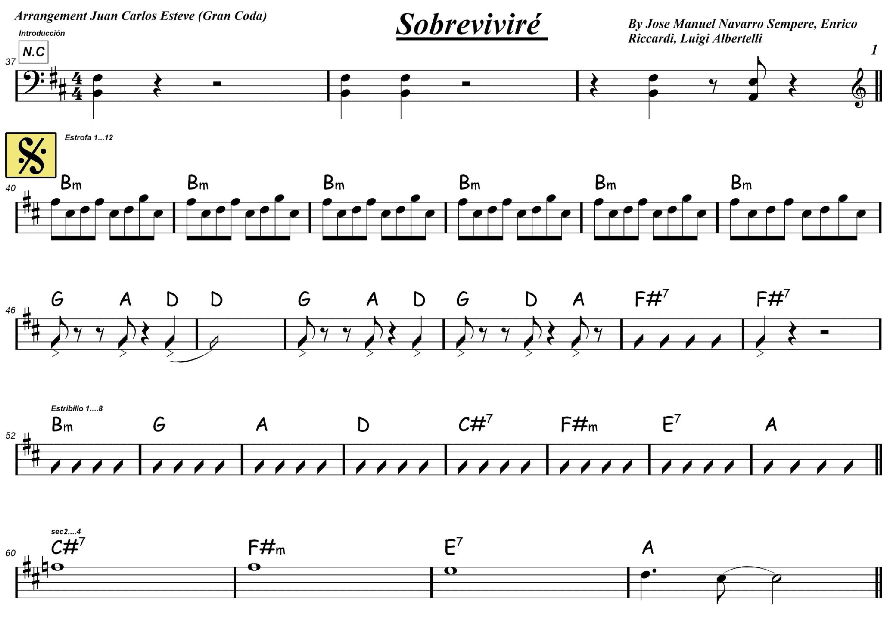 Sobrevivire' (arr. juan carlos esteve / Gran Coda)