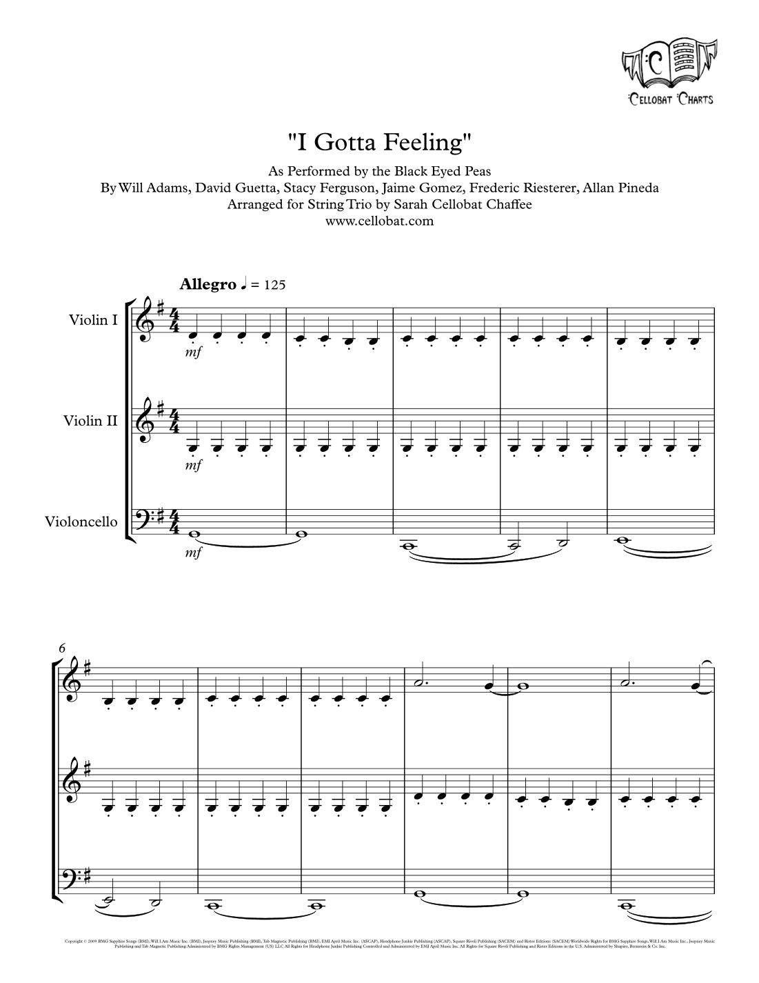 I Gotta Feeling (arr. Sarah Cellobat Chaffee)