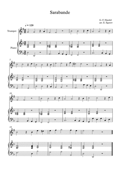 Sarabande, George Frideric Handel, For Trumpet & Piano (arr. Eugene Egorov)