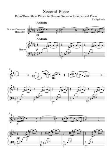 Second Piece - Descant/Soprano Recorder