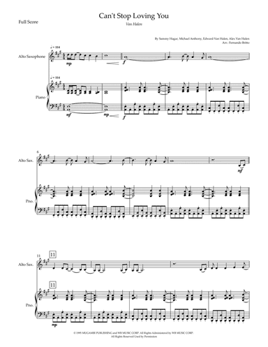 Can't Stop Loving You (arr. Fernando Britto)