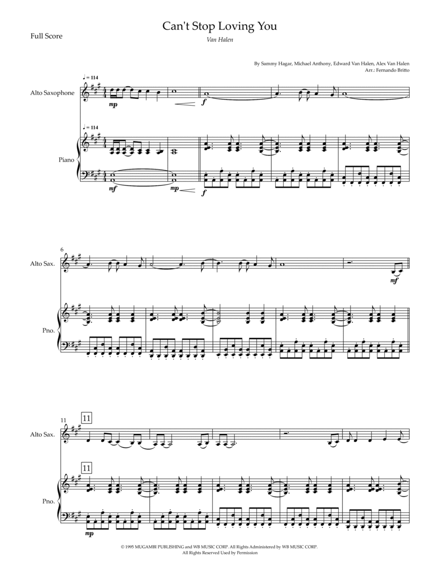 Can't Stop Loving You (arr. Fernando Britto)
