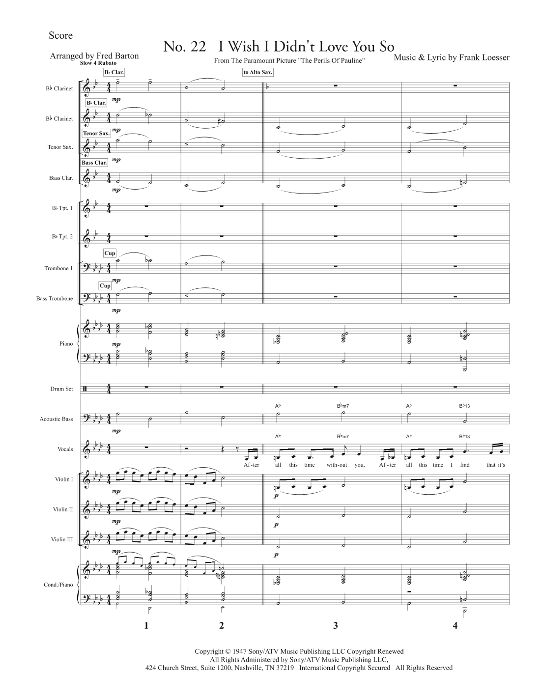 I Wish I Didn't Love You So (arr. Fred Barton)