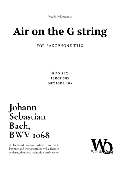 Air on the G String by Bach for Saxophone Trio (arr. Ander)