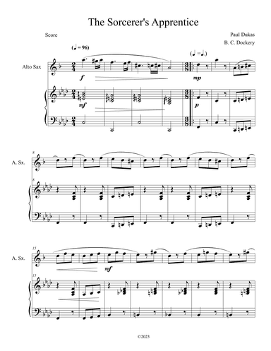 The Sorcerer's Apprentice (Alto Sax Solo with Piano Accompaniment) (arr. B. C. Dockery)