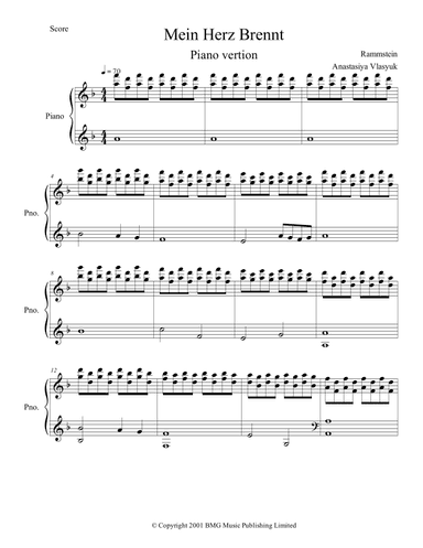 Mein Herz Brennt (arr. Anastasya Vlasyuk)