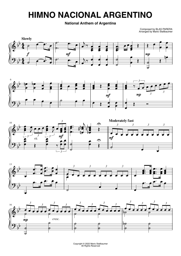 Himno Nacional Argentino (National Anthem of Argentina) (arr. Mario Stallbaumer)