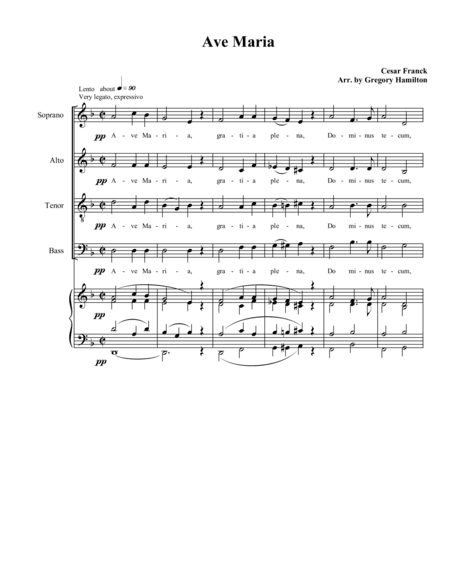 Ave Maria - by Cesar Franck , Arr. Gregory Hamilton (arr. Gregory Hamilton)