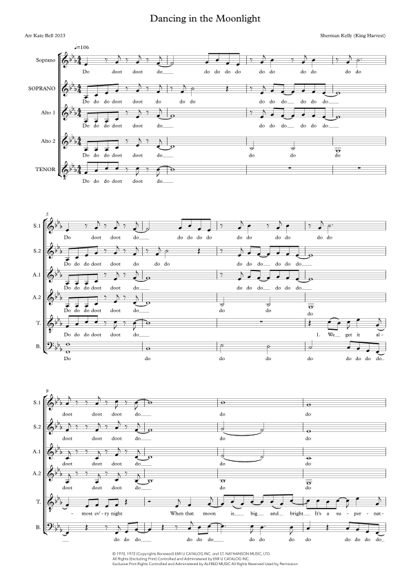 Dancin' In The Moonlight (arr. Kate Bell)