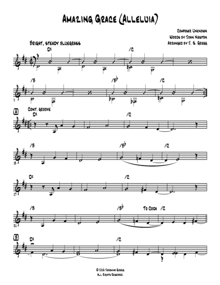 Amazing Grace (Alleluia) (Instrumental Lead Sheet) (arr. J. S. Gregg)