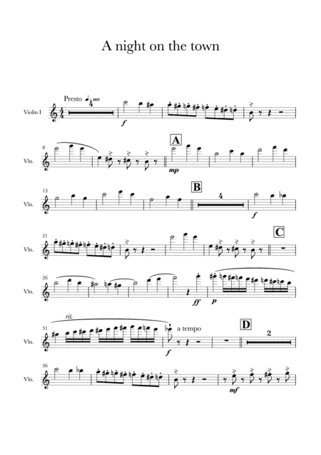 A Night on the town; the memory for String quartet