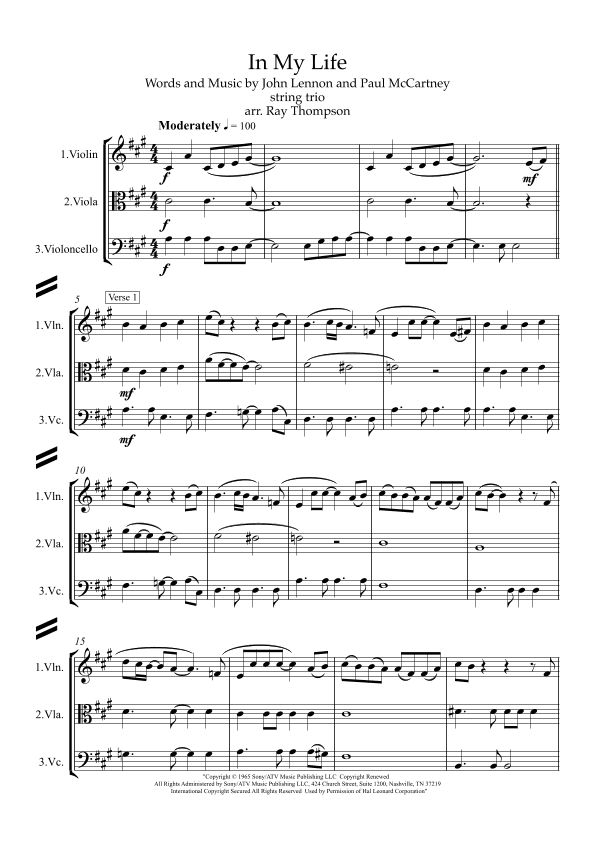 In My Life (arr. Ray Thompson)