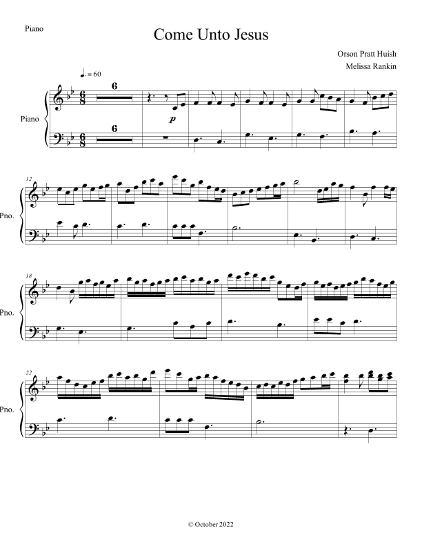 Come Unto Jesus (arr. Melissa Rankin)