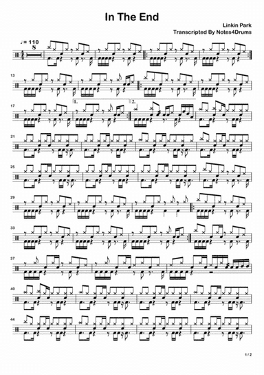 In The End (arr. Notes4Drums)