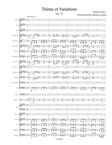 G. Faure – “Theme et Variations”, Op. 73, Orchestrated by A. Leytush - Score Only