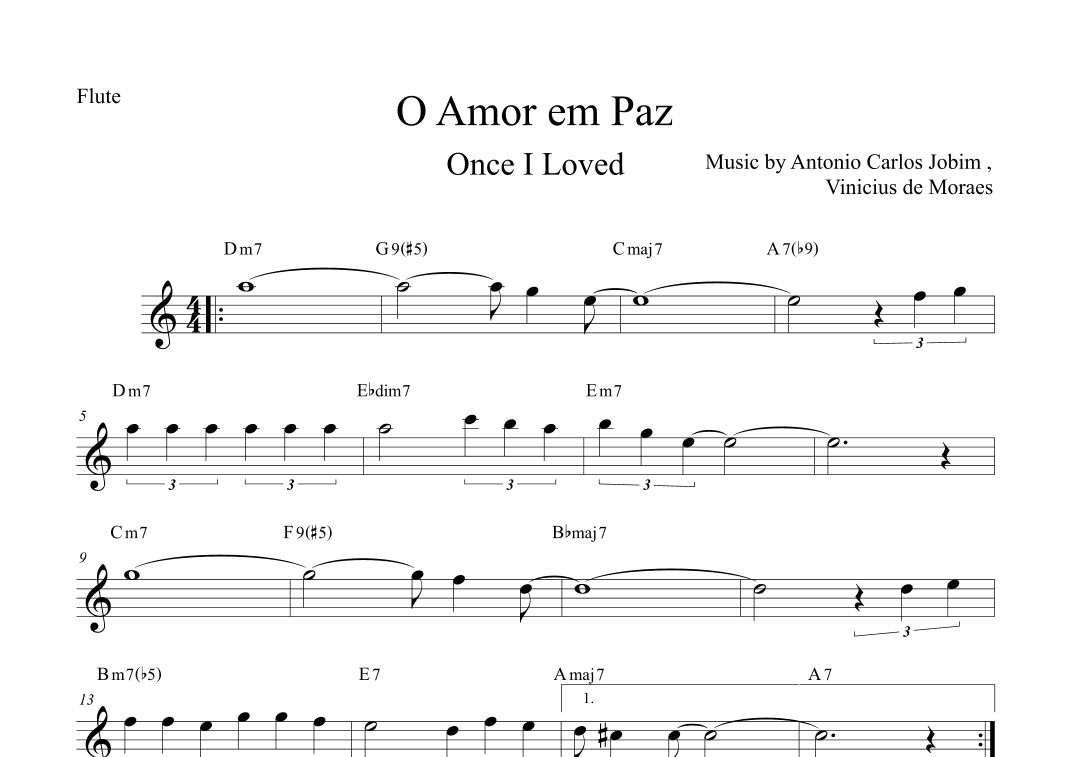 Once I Loved (amor Em Paz) (love In Peace) (arr. The Sheet Music Library)