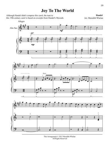 Christmas Duets for Alto Saxophone & Piano:  Joy To The World (arr. Meredith Whelan)