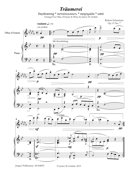 Schumann: Träumerei Op. 15 No. 7 for Oboe d'Amore & Piano (arr. James M. Guthrie)