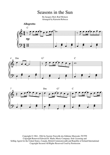 Seasons In The Sun (le Moribond) (arr. Kaiserin Rebecca)