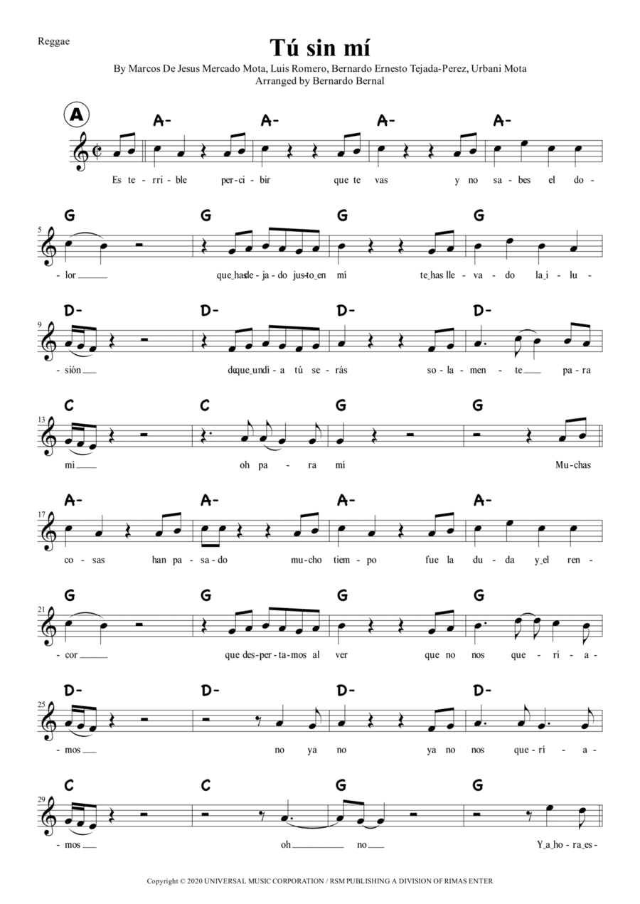 Tu Sin Mi (arr. Bernardo Bernal)