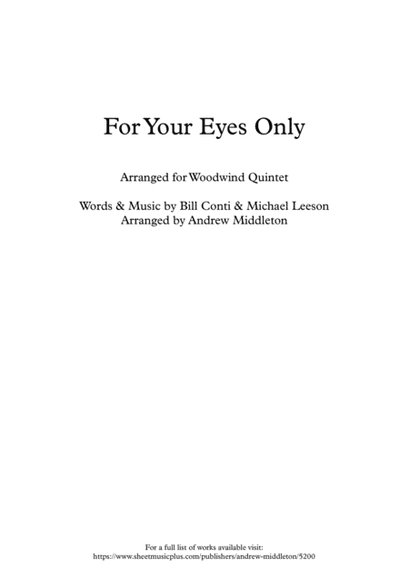 For Your Eyes Only (arr. Andrew Middleton)