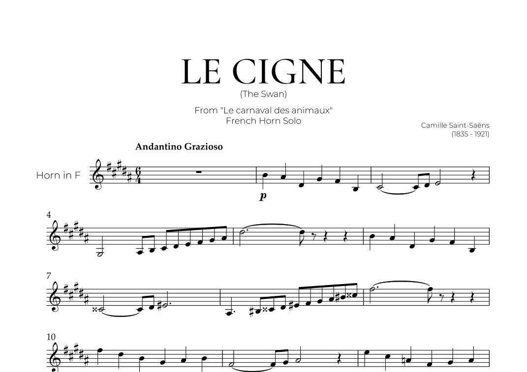 The Swan (French Horn Solo) - Saint Saens (arr. Pedro Merendi)